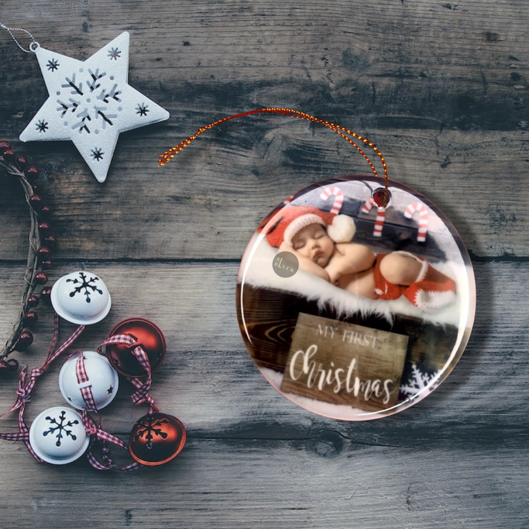 Personalized Photo Round Christmas Ornament